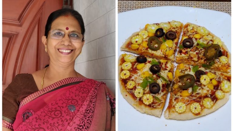 Corn Capsicum Pizza (Pan Pizza) /  1நிமிடம் போதும் ஓவன் தேவை இல்லை -மிக சுலபம்- Mallika Badrinath