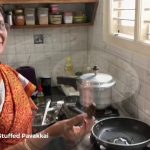 Lunch: Vendhaya Keerai Paruppu, Pavakkai fry(Stuffed Bittergourd)