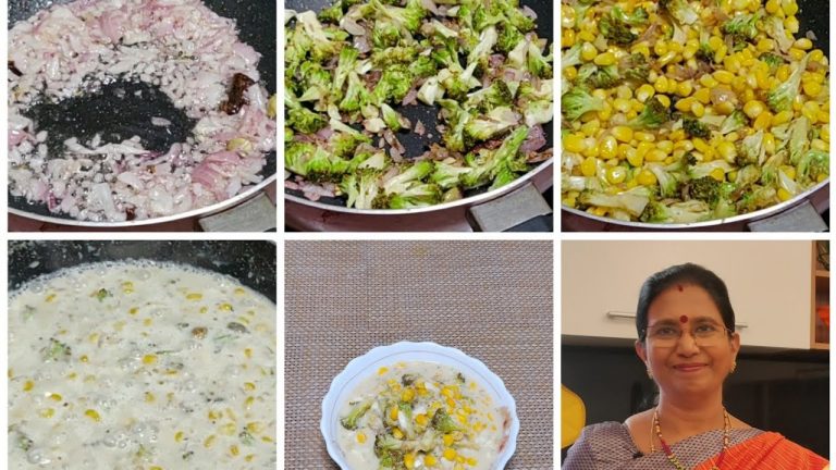 Kurma with Broccoli, Paneer & Sweetcorn- Vegetable kurma – Tiffin Side Dish – Mallika Badrinath