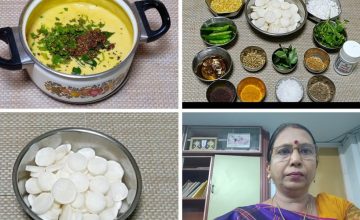 முள்ளங்கி குழம்பு ( அரைத்த குழம்பு)/ Radish kulambu -பருப்பு வேகவைக்க தேவை இல்லை – Mallika Badrinath